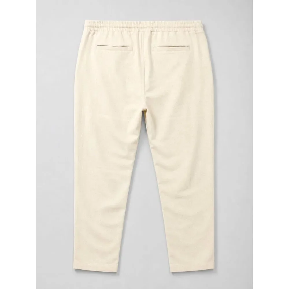 NOVAMEN Men's Cream Textured Drawstring Pants XXL Elastic Waist NWT 33 Inseam